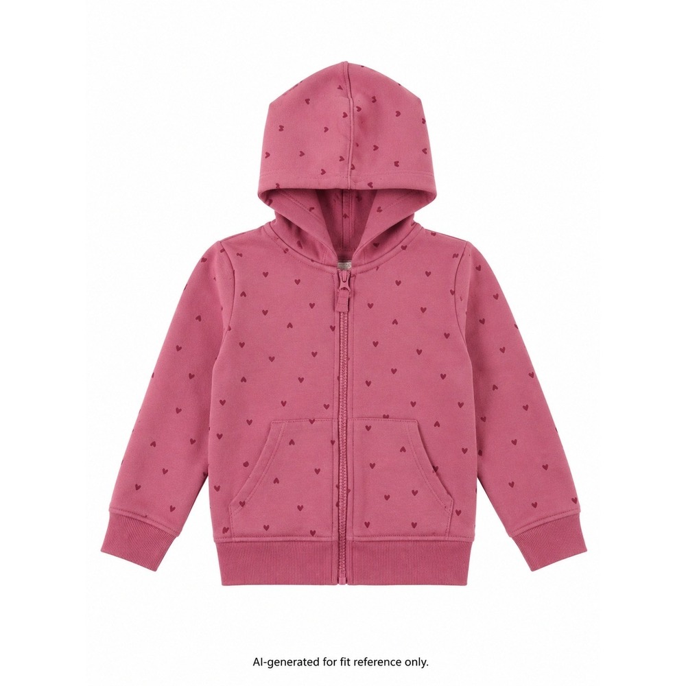 Cat and Jack Hoodie Girls 5T Pink Heart Print Zip Up Hooded Sweatshirt Cozy